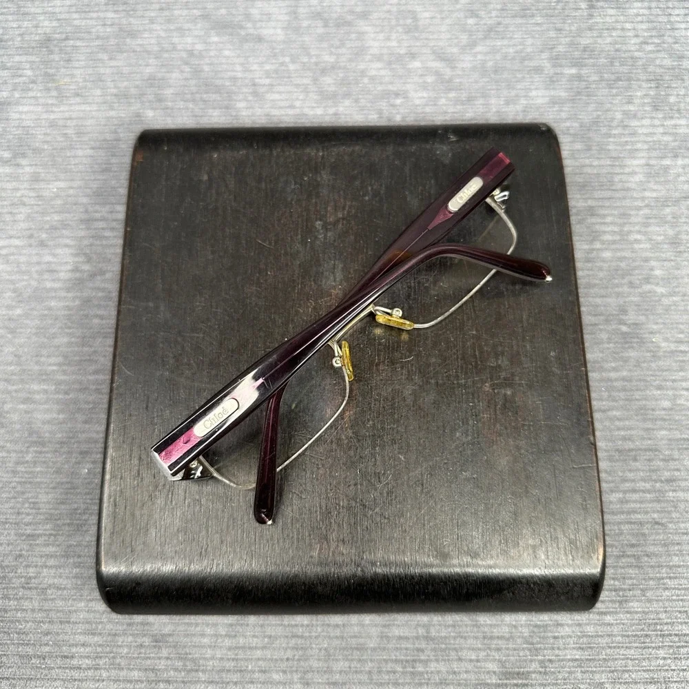 Chloe Y2K Eyeglasses Womens Plum Semi Rimles Rectangular Frames 51-17-135 France